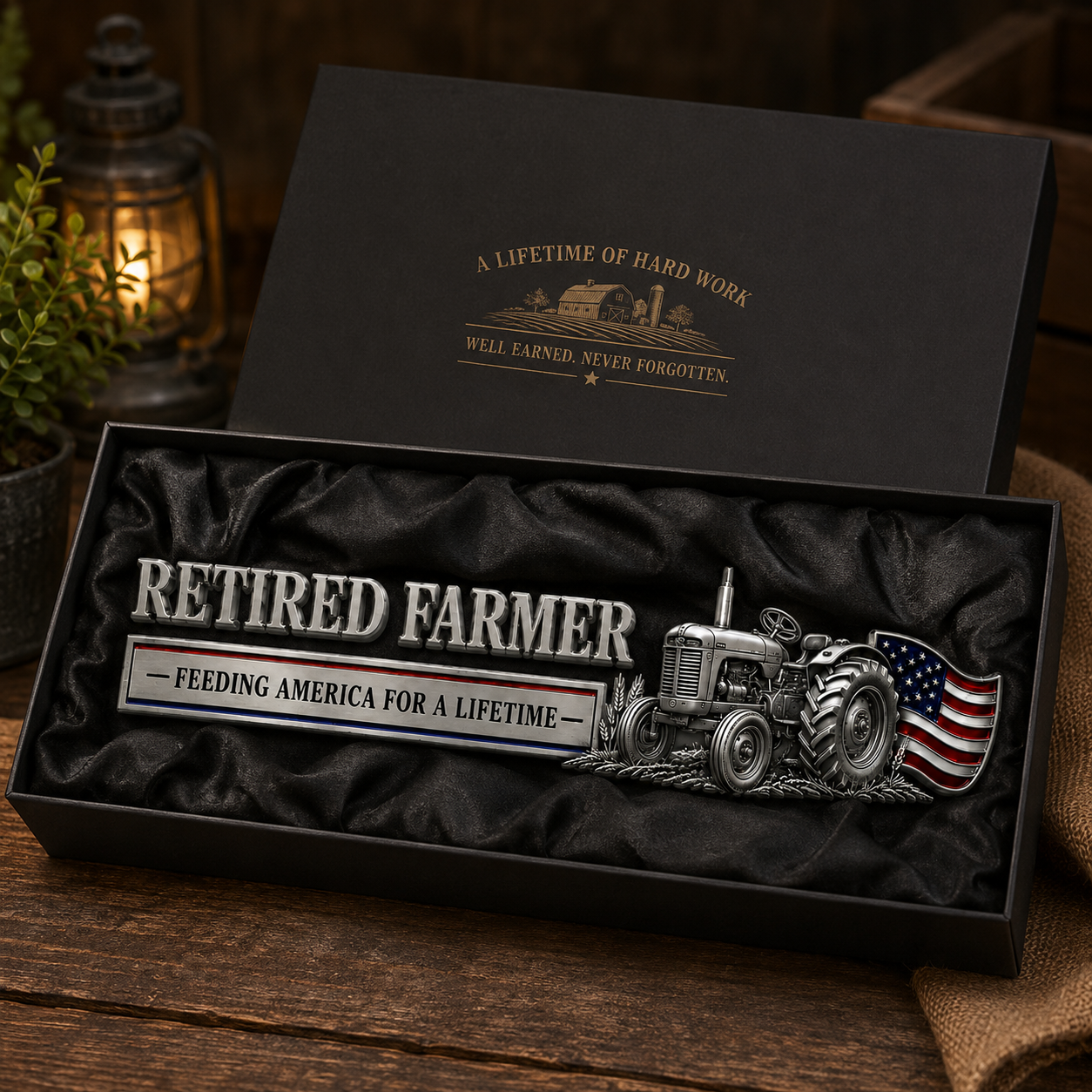💥LAST DAY65% OFF -Retired Farmer – Feeding America for a Lifetime Metal Emblem