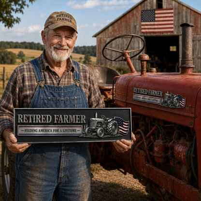 💥LAST DAY65% OFF -Retired Farmer – Feeding America for a Lifetime Metal Emblem
