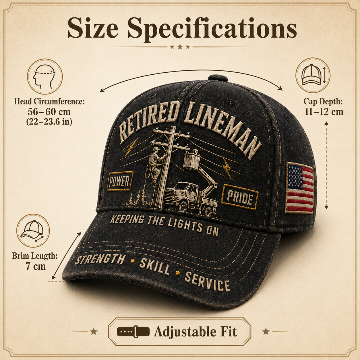 Retired Lineman Keeping The Lights On Commemorative Cap