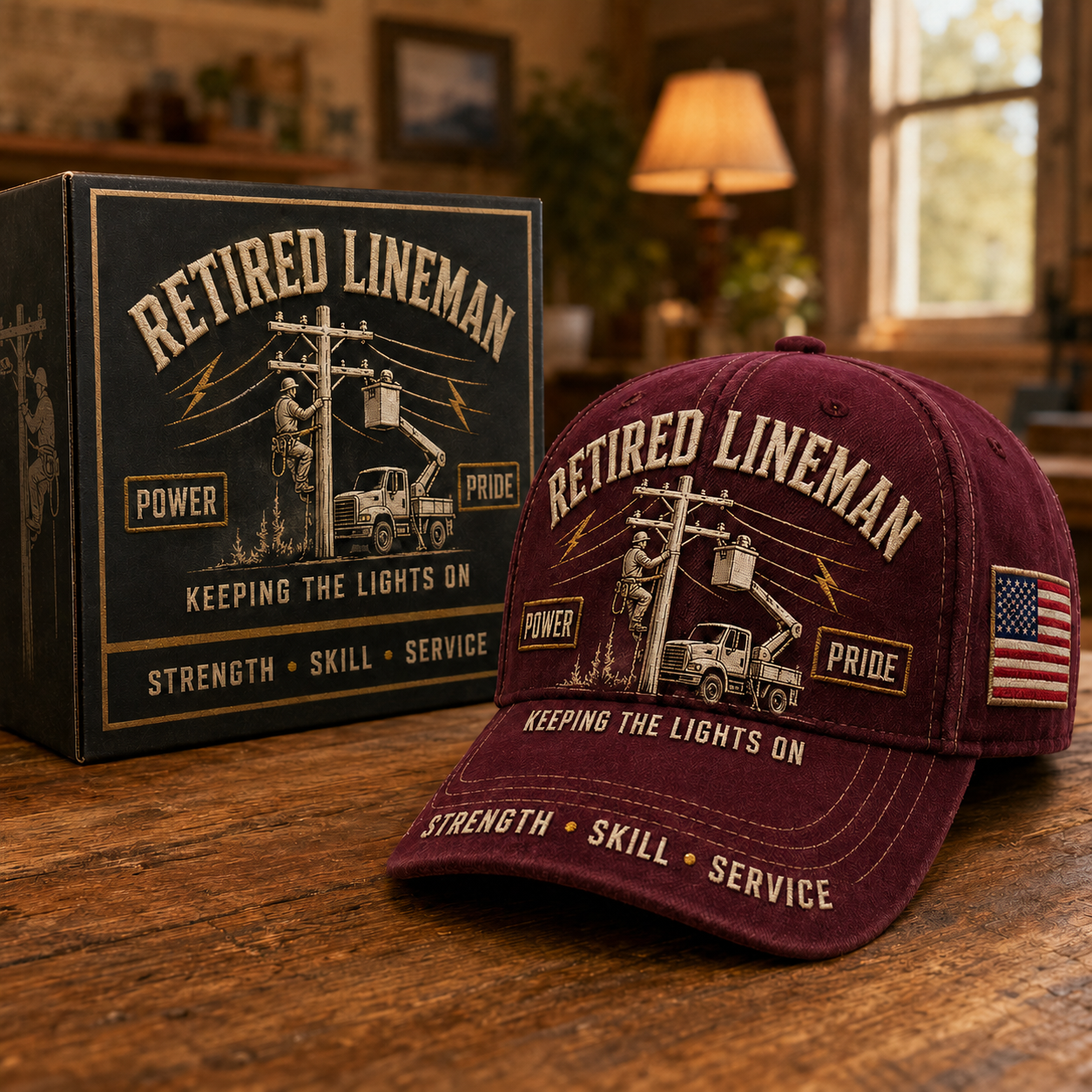 Retired Lineman Keeping The Lights On Commemorative Cap