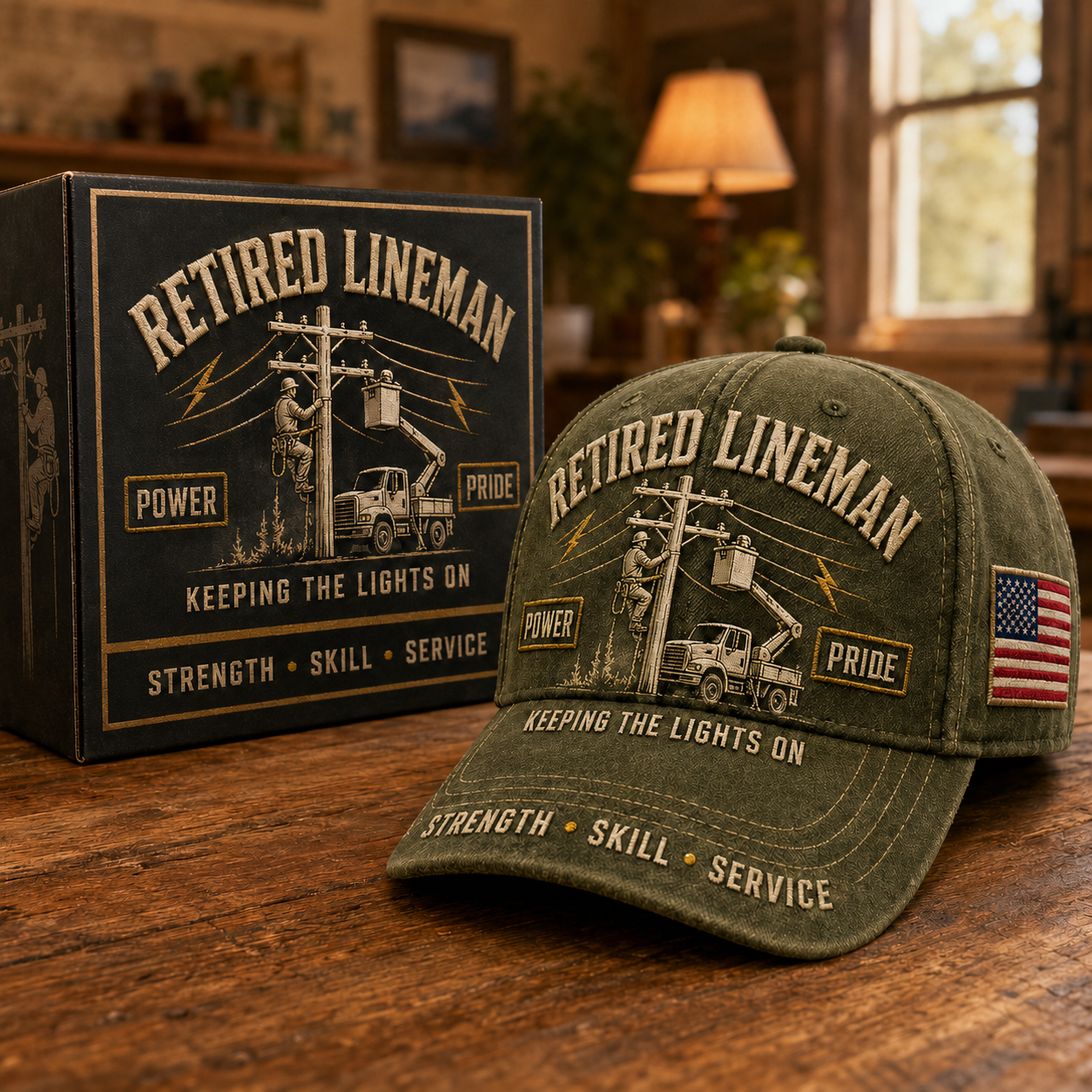 Retired Lineman Keeping The Lights On Commemorative Cap