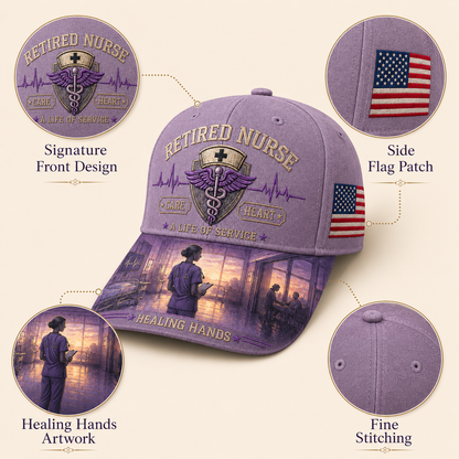 Retired Nurse Healing Hands Commemorative Cap