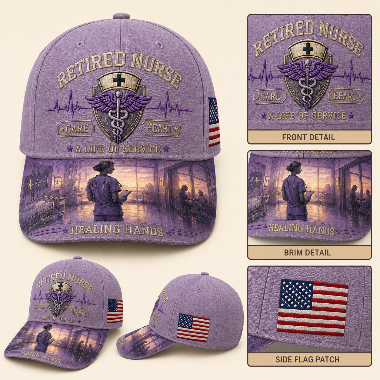Retired Nurse Healing Hands Commemorative Cap
