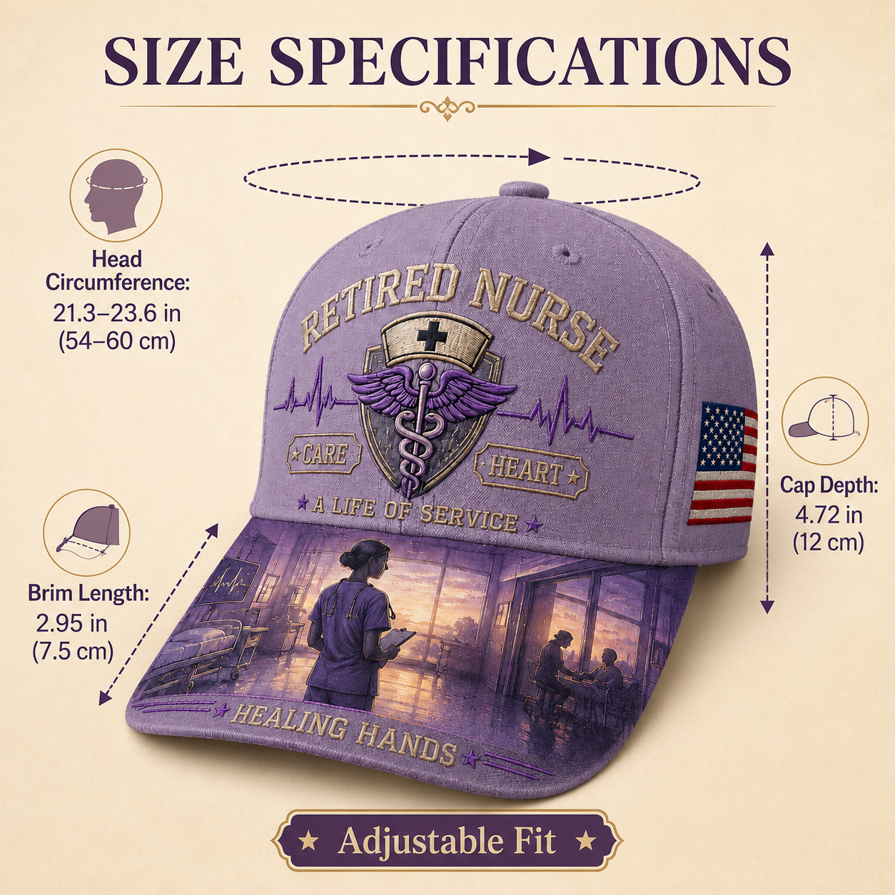 Retired Nurse Healing Hands Commemorative Cap