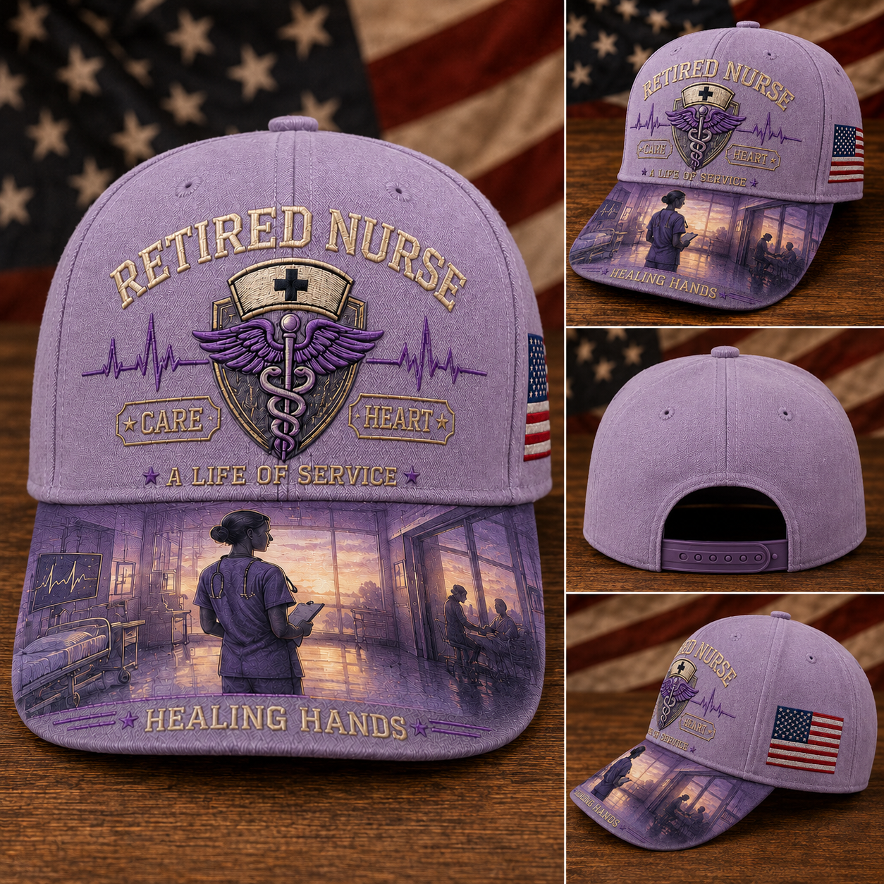 Retired Nurse Healing Hands Commemorative Cap