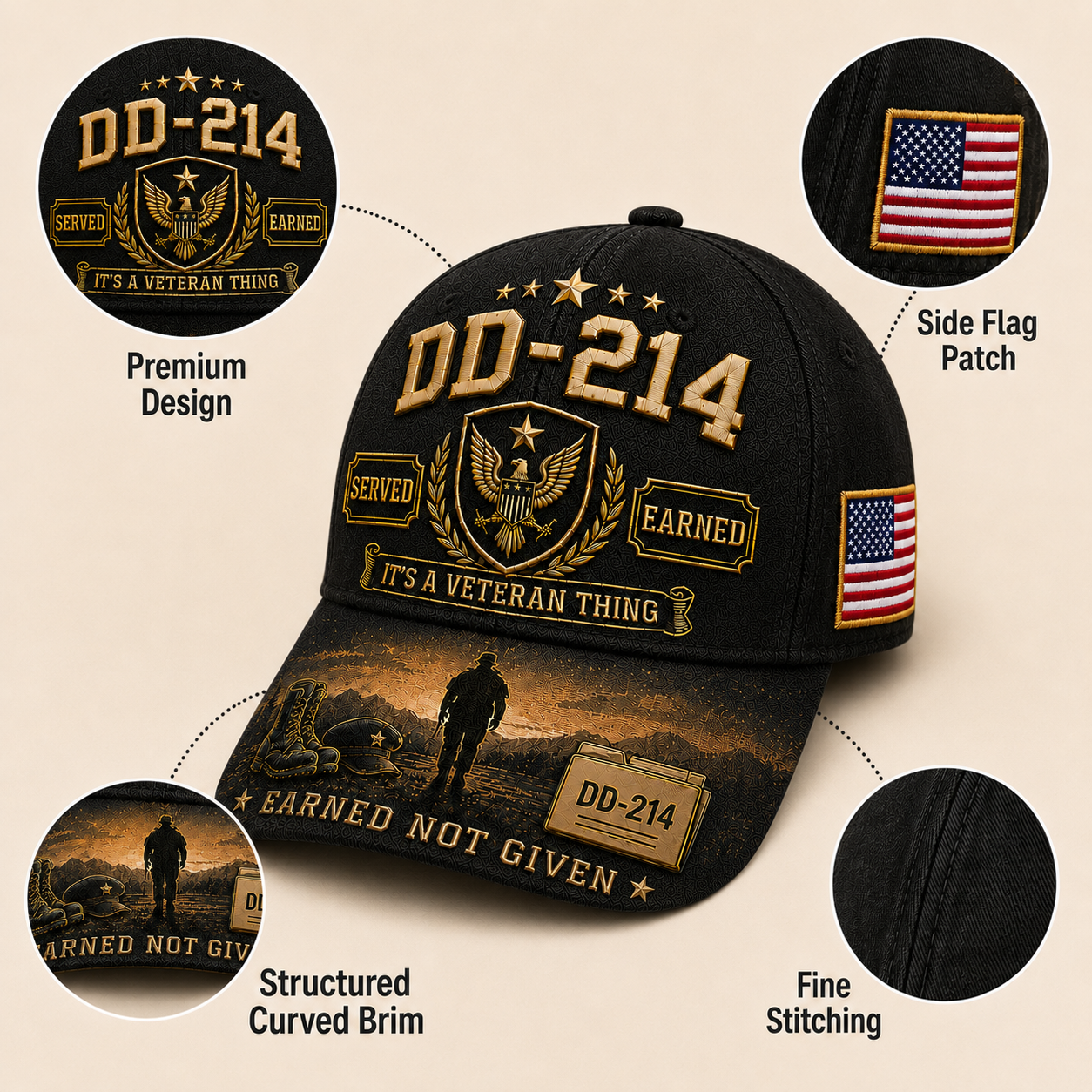 DD-214 Served Earned Commemorative Cap