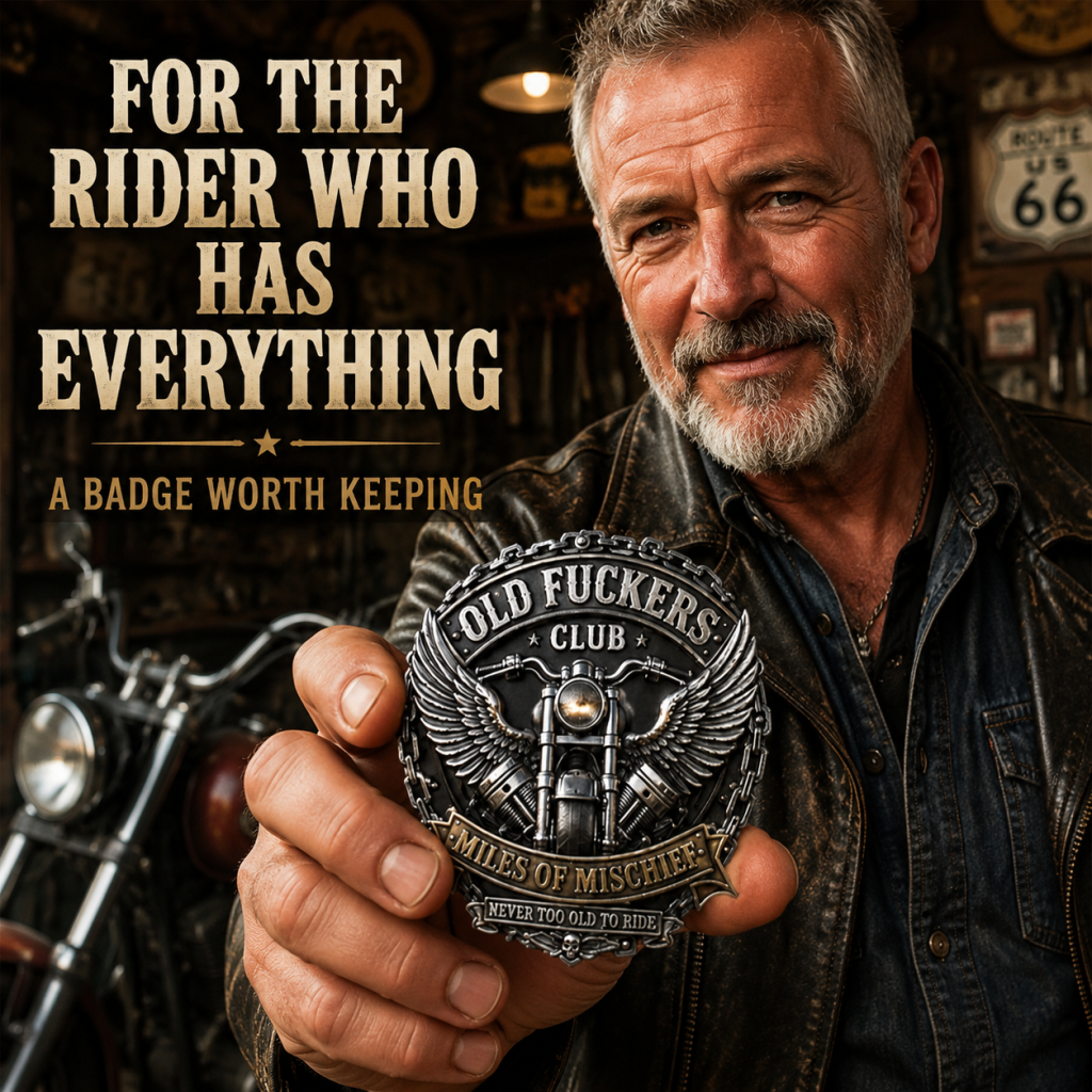 Old Fuckers Club – Miles of Mischief Motorcycle Emblem