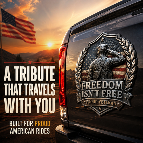 Freedom Isn't Free – Proud Veteran Patriotic Emblem for Your Vehicle