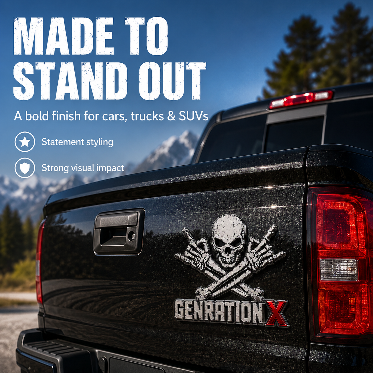 GENERATION X Metal Skull Car Emblem