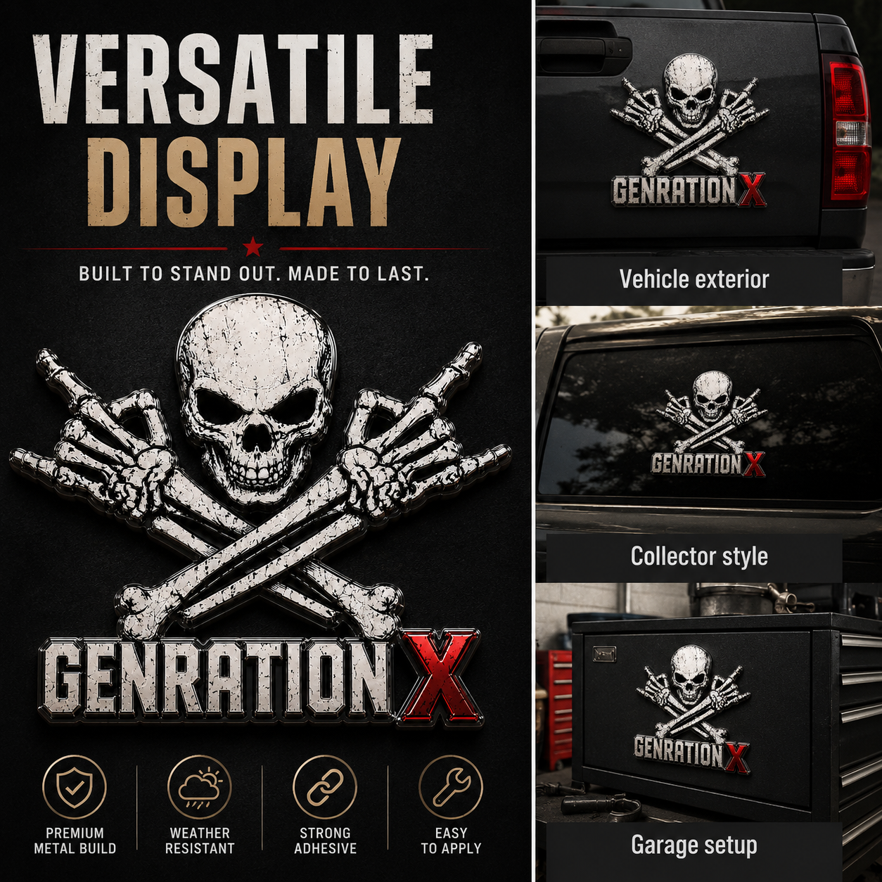 GENERATION X Metal Skull Car Emblem
