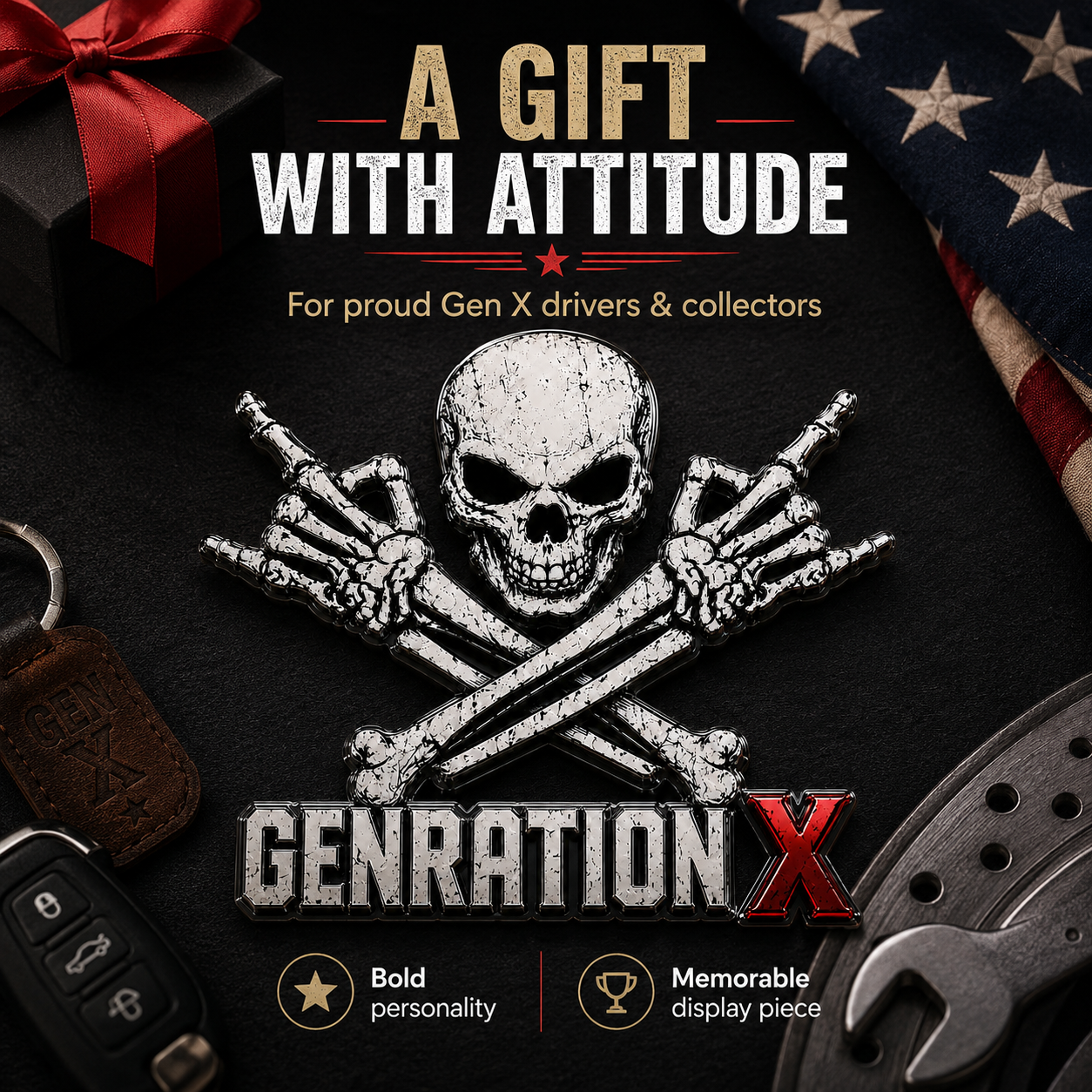 GENERATION X Metal Skull Car Emblem