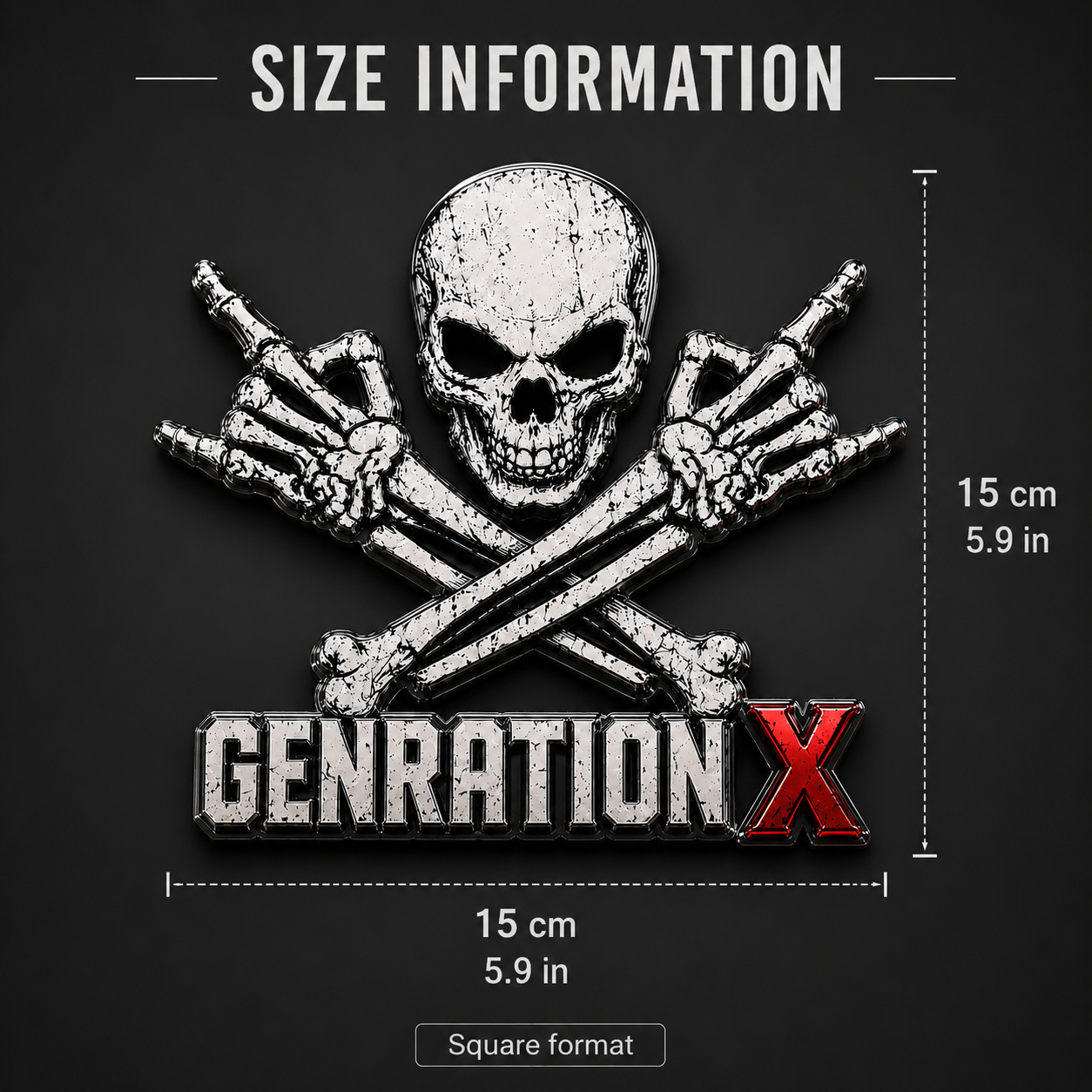 GENERATION X Metal Skull Car Emblem