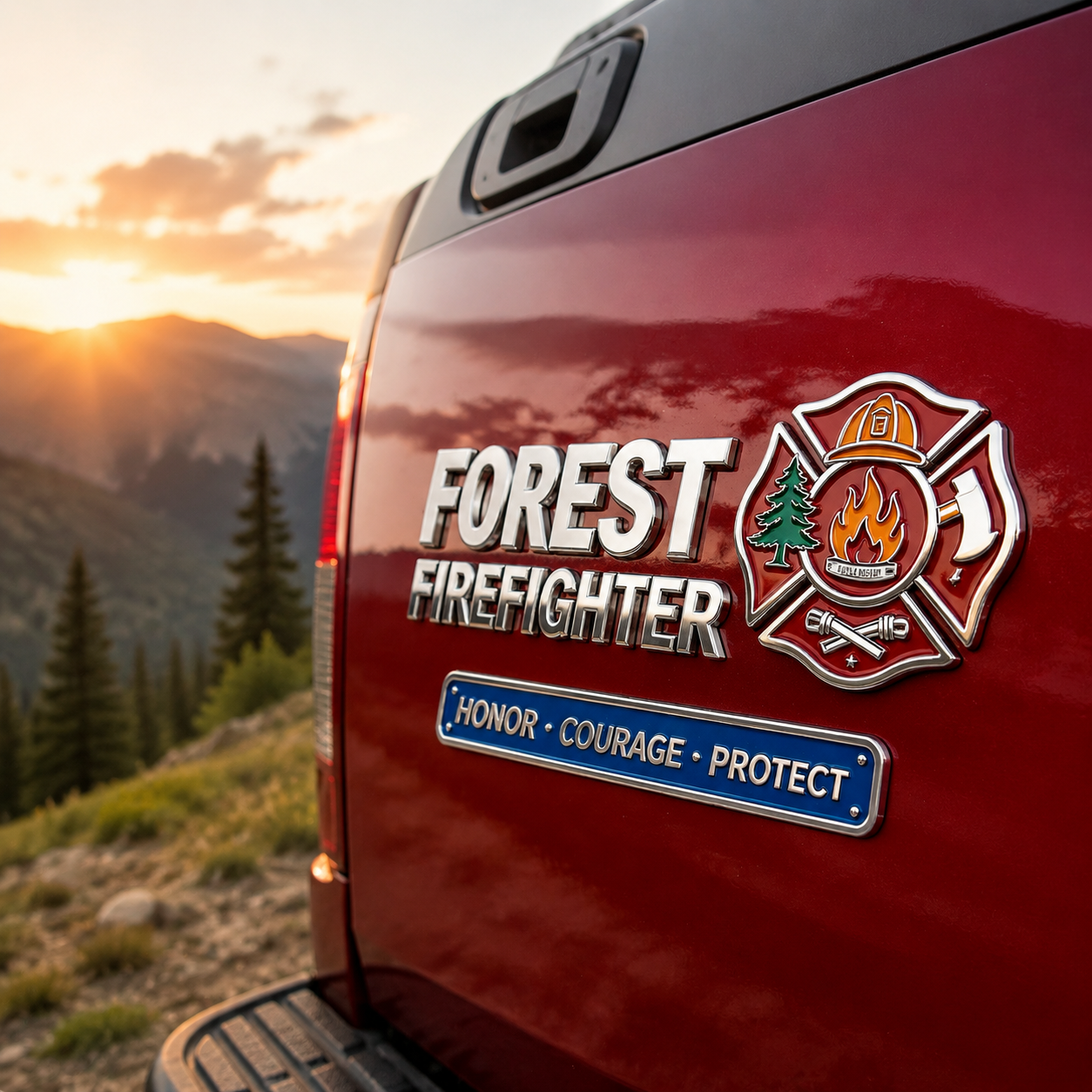 Forest Firefighter Metal Car Emblem