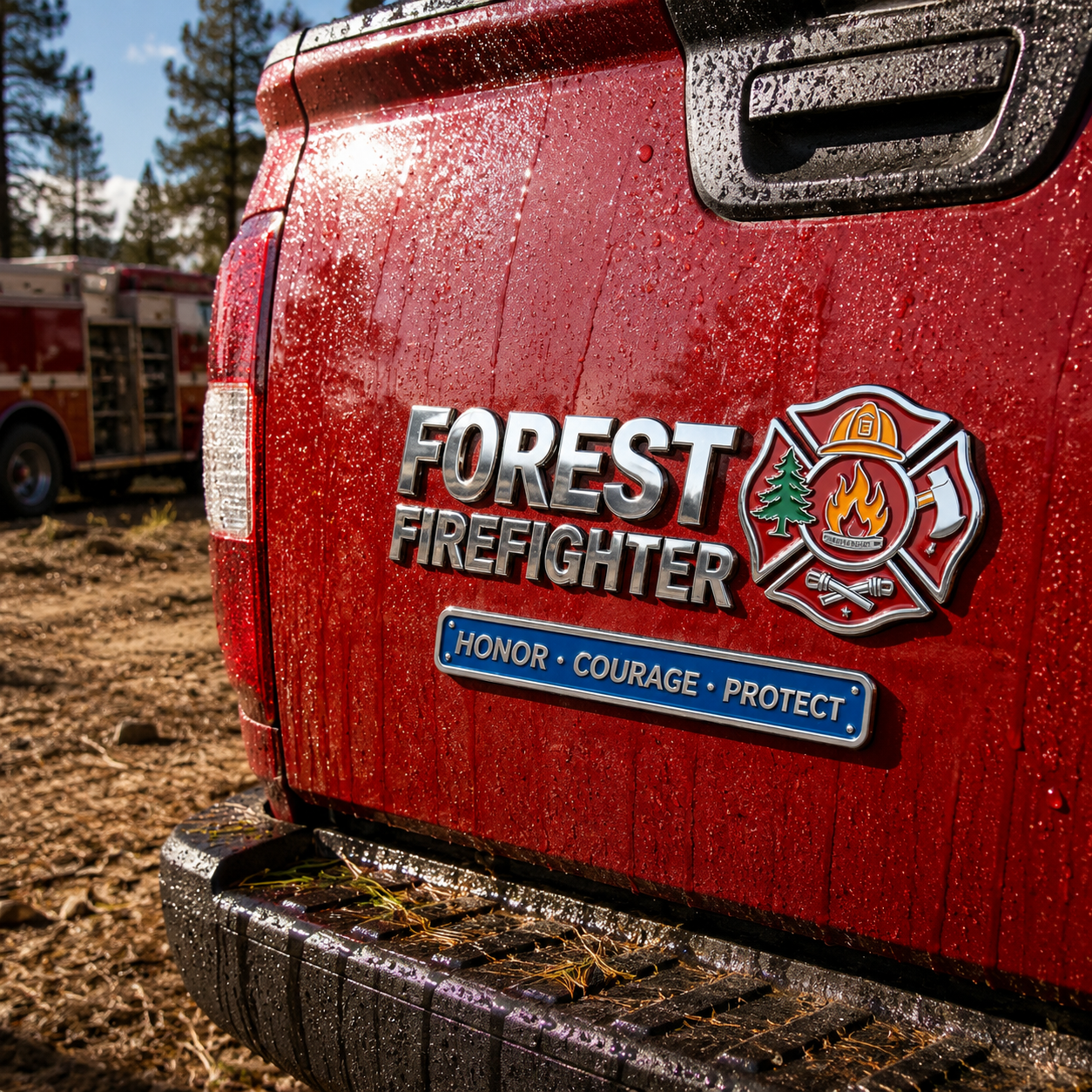 Forest Firefighter Metal Car Emblem