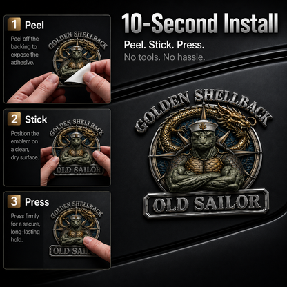 ⚓Last Day Promo: 49% OFF - 🐢Golden Shellback · Old Sailor Tribute Metal Car Emblem