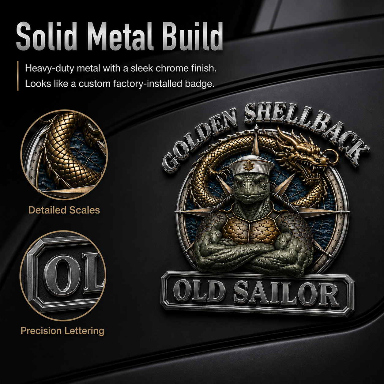 ⚓Last Day Promo: 49% OFF - 🐢Golden Shellback · Old Sailor Tribute Metal Car Emblem