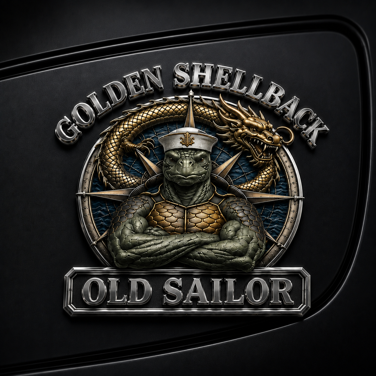 ⚓Last Day Promo: 49% OFF - 🐢Golden Shellback · Old Sailor Tribute Metal Car Emblem