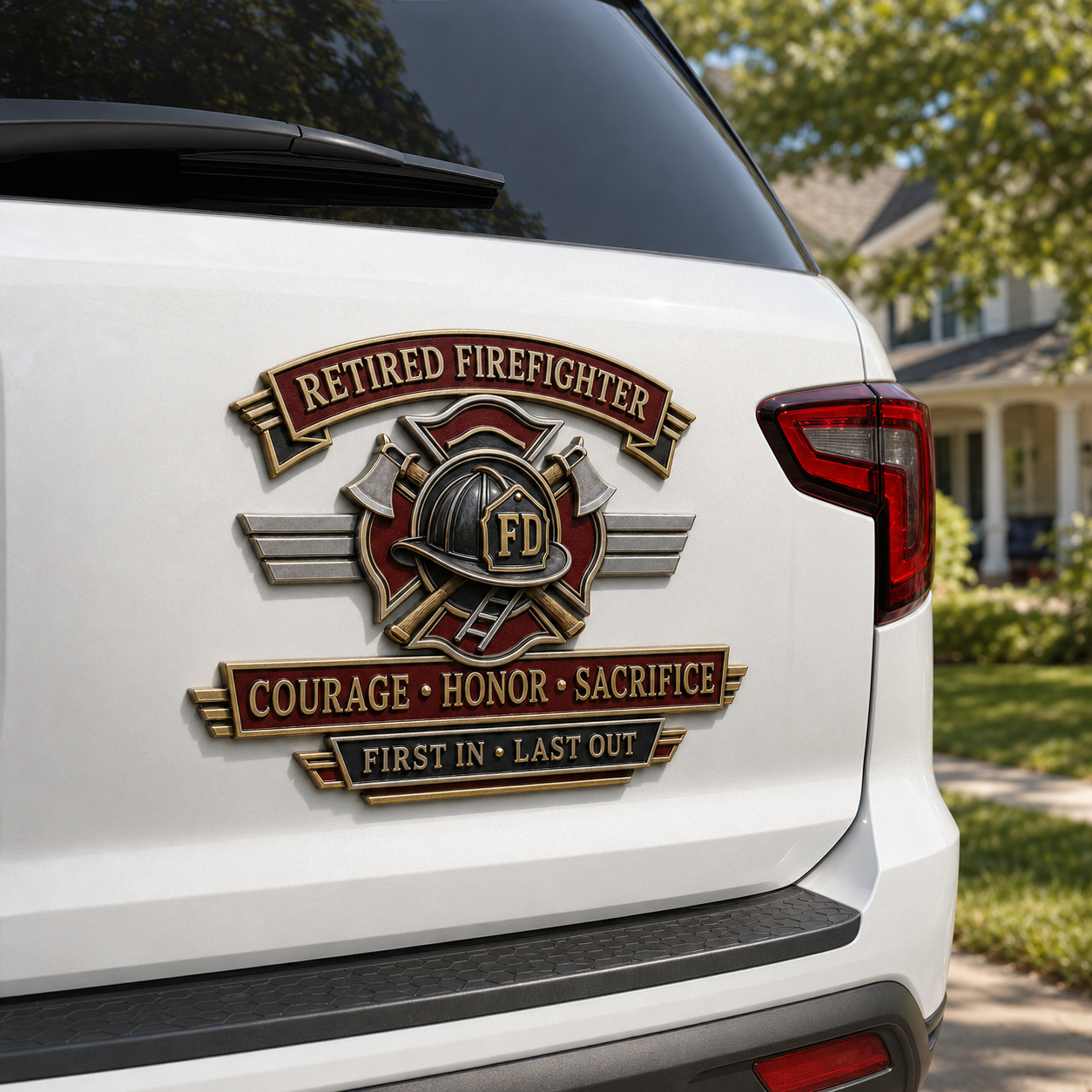 Last Day Promo: 49% OFF – Retired Firefighter Courage Honor Sacrifice Metal Car Emblem