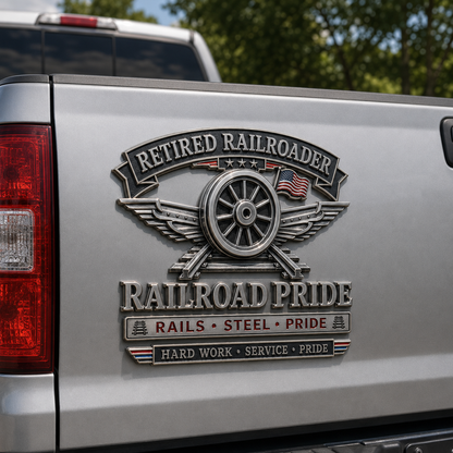 Last Day Promo: 49% OFF -Retired Railroader Railroad Pride Metal Car Emblem