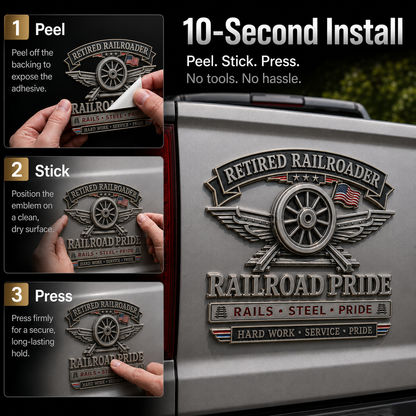Last Day Promo: 49% OFF -Retired Railroader Railroad Pride Metal Car Emblem
