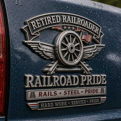 Last Day Promo: 49% OFF -Retired Railroader Railroad Pride Metal Car Emblem