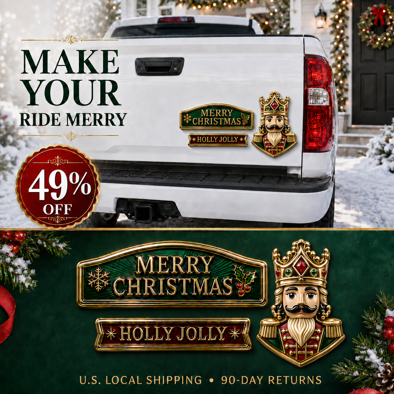 🔥 3-Piece Christmas Car Emblem Metal Badge Set – Multiple Festive Character Styles Available