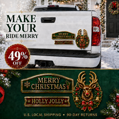 🔥 3-Piece Christmas Car Emblem Metal Badge Set – Multiple Festive Character Styles Available