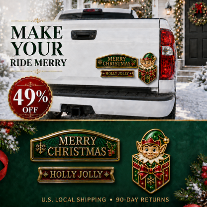 🔥 3-Piece Christmas Car Emblem Metal Badge Set – Multiple Festive Character Styles Available