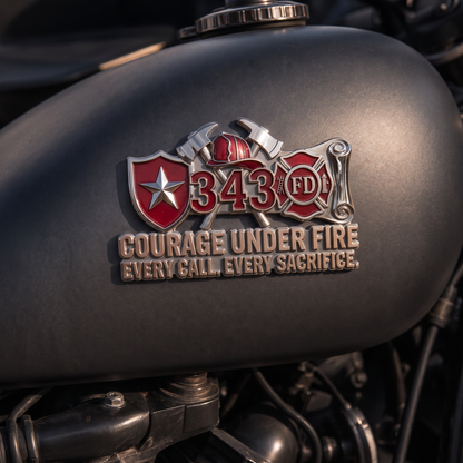 Firefighter Courage Under Fire Car Sticker | Premium Metal Badge Style Decal