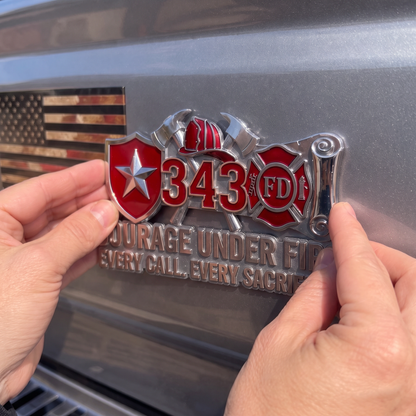 Firefighter Courage Under Fire Car Sticker | Premium Metal Badge Style Decal