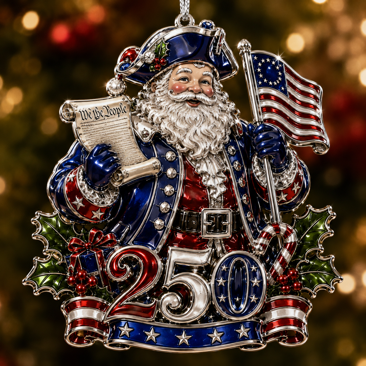 USA 250th Anniversary Christmas Ornament