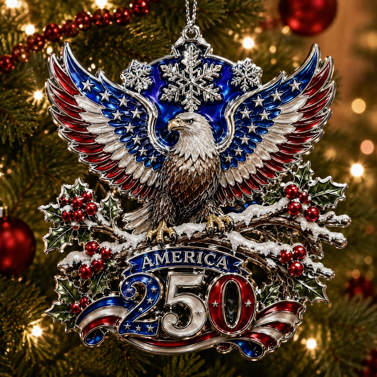 USA 250th Anniversary Christmas Ornament