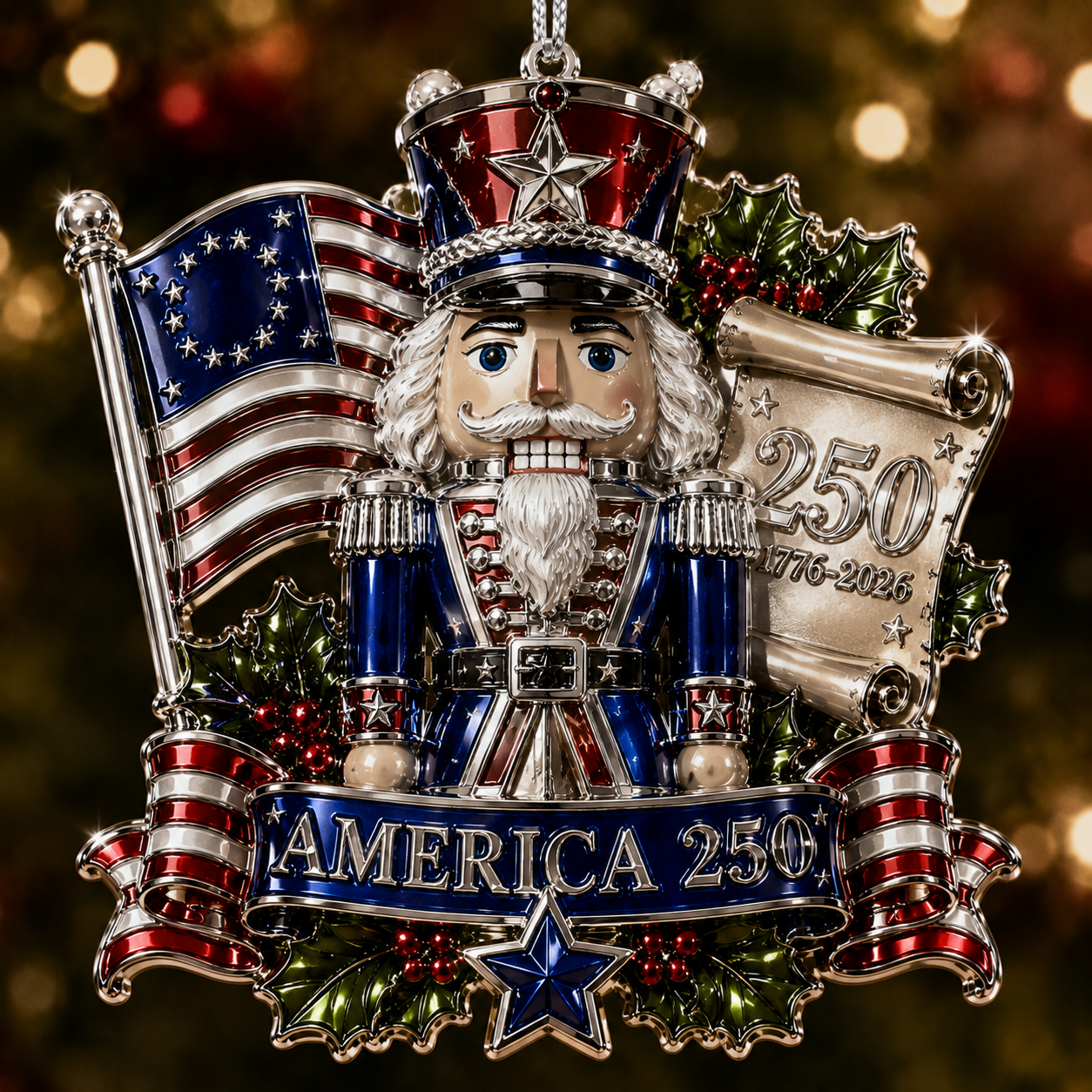 USA 250th Anniversary Christmas Ornament