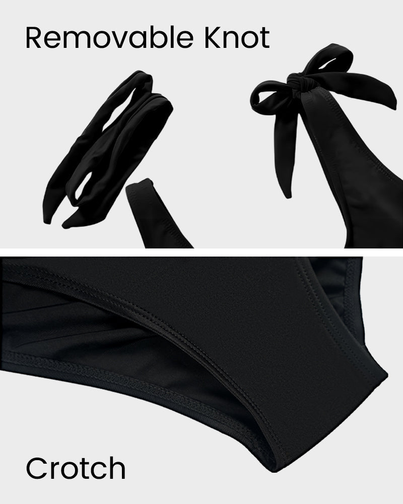 Double Tie Shoulder High Waist Tummy Control Bikini Set