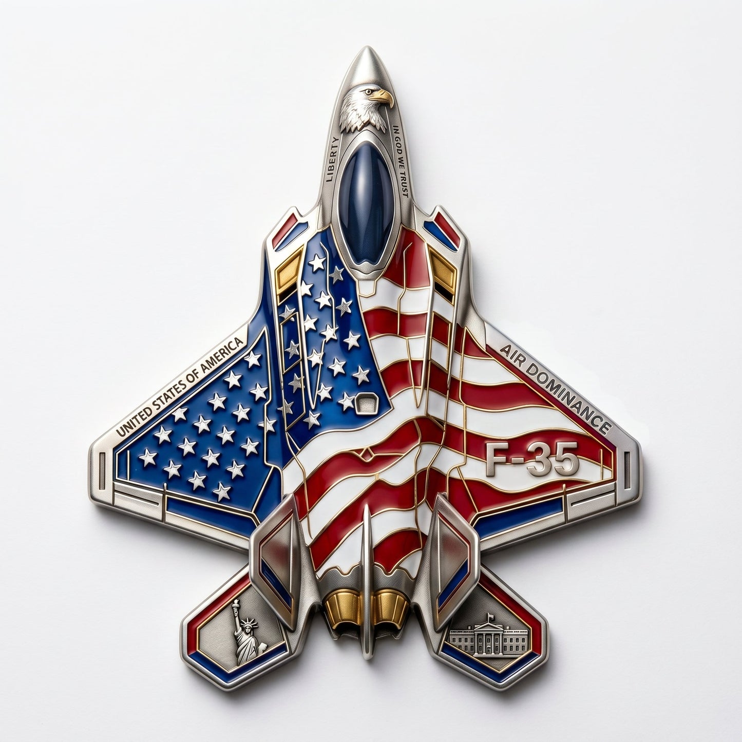 ✈️F-35 Lightning II Fighter Alien Commemorative Coin🔥,🌟 US Air Force Military Collection Commemorative Medal, 🌟Metal Relief Enamel Craft, Military Fans Gift🎁