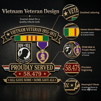 🎖️Vietnam Veteran 1955–1975 Memorial Metal Car Emblem