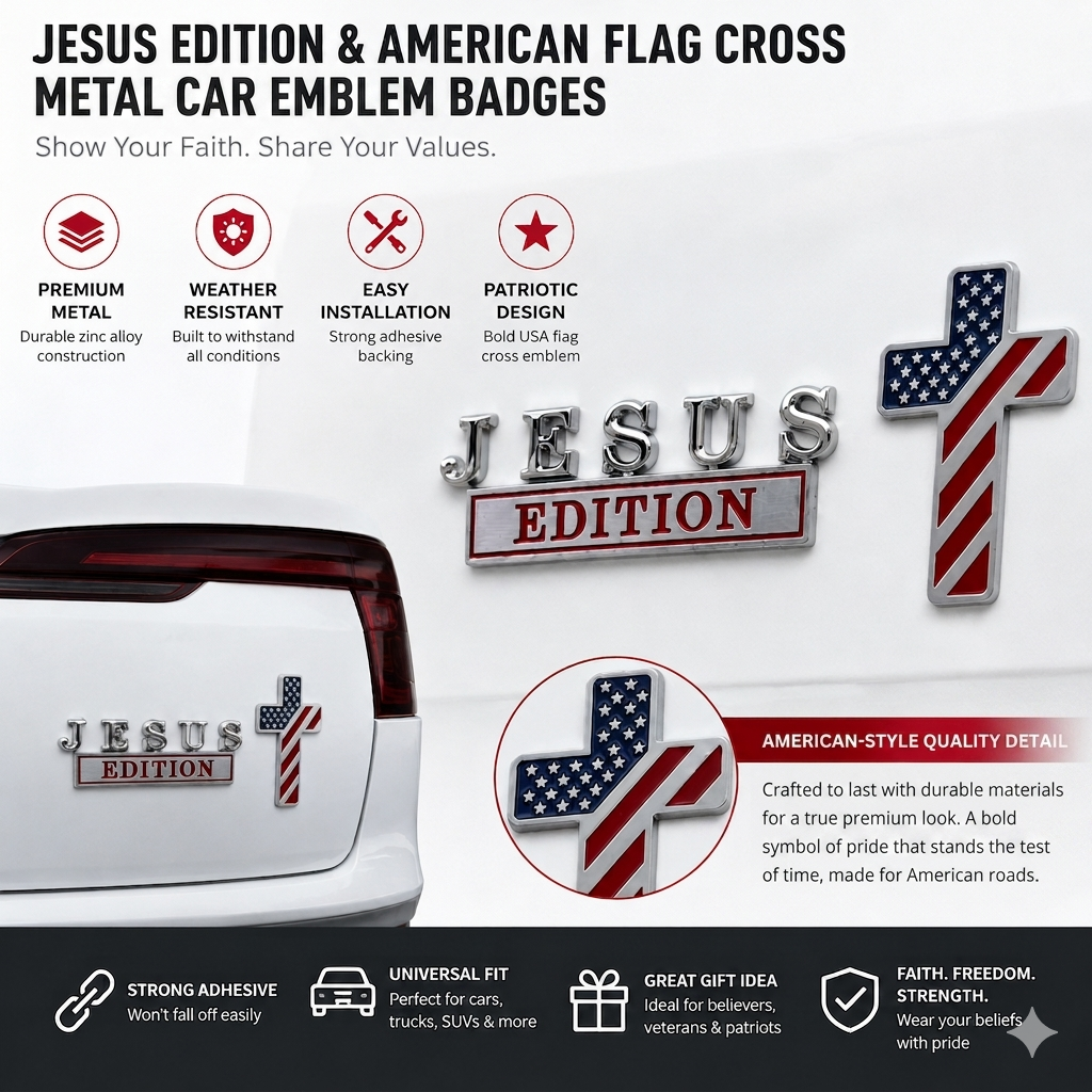 ✝Last Day Promo:65% OFF - Blessed Jesus Edition Cross Car Emblem Metal Badge