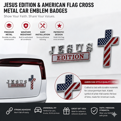 ✝Last Day Promo:65% OFF - Blessed Jesus Edition Cross Car Emblem Metal Badge