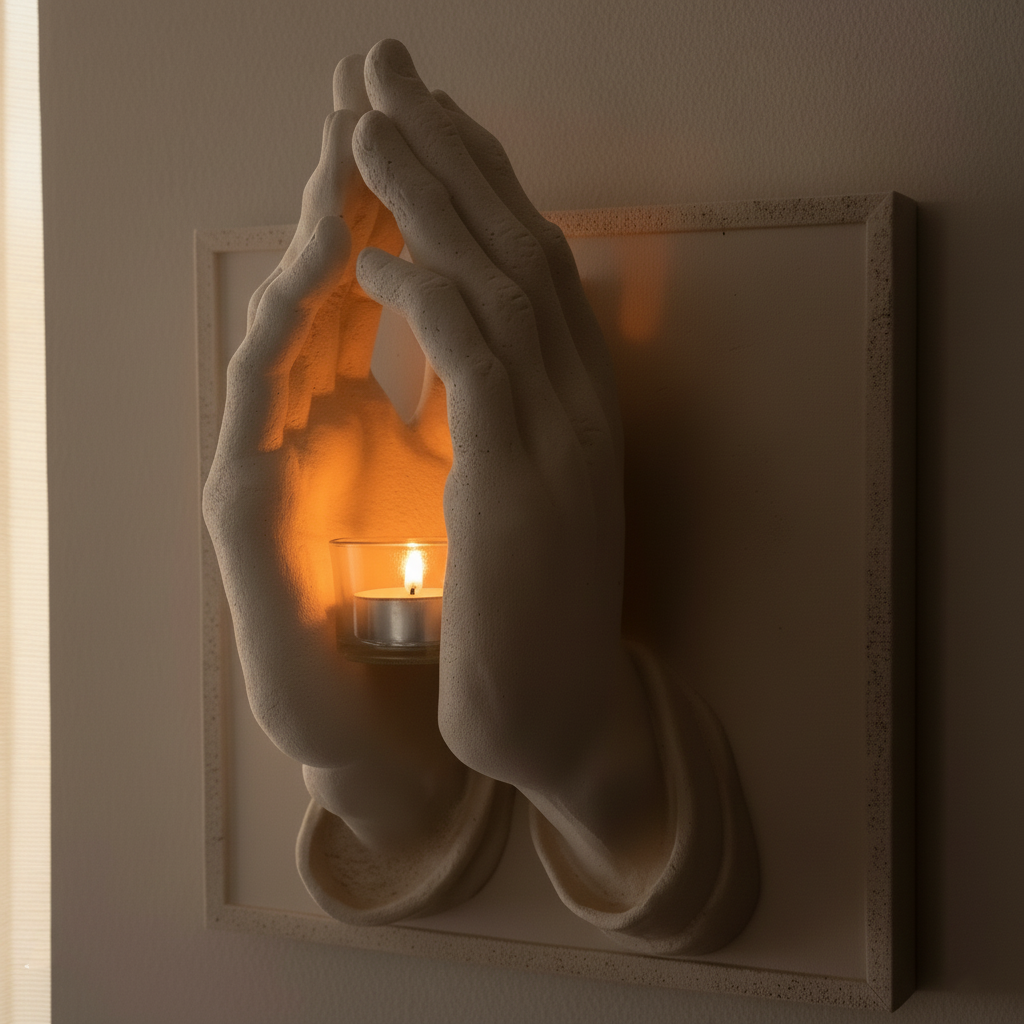 ✝️🙏"Hands of Faith" Praying Hands Wall Sconce & Candle Holder | Christian Home Decor💖