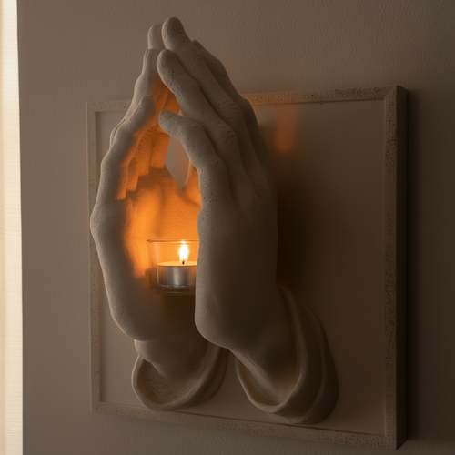 ✝️🙏"Hands of Faith" Praying Hands Wall Sconce & Candle Holder | Christian Home Decor💖