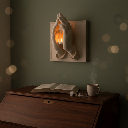✝️🙏"Hands of Faith" Praying Hands Wall Sconce & Candle Holder | Christian Home Decor💖