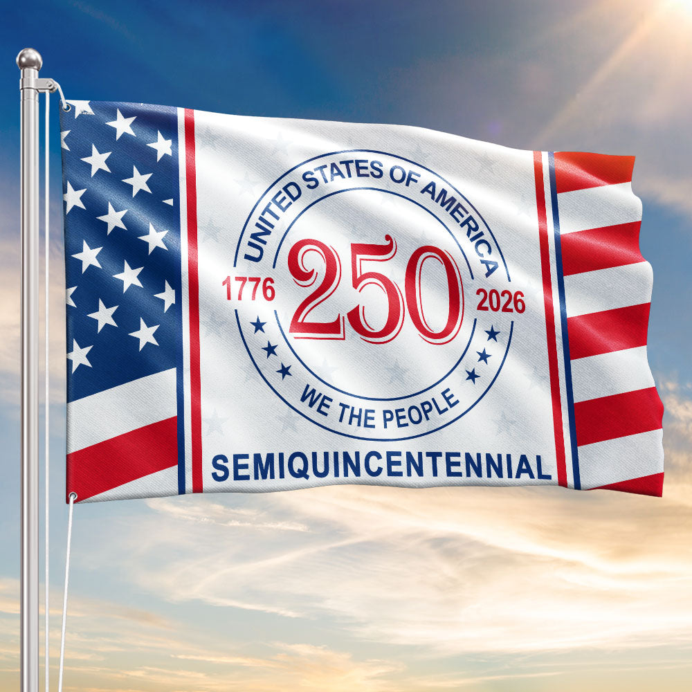 Patriotic 250 Years 1776 2026 American Flag, We The People United States Semiquincentennial Grommet Flag