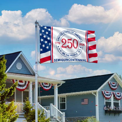 Patriotic 250 Years 1776 2026 American Flag, We The People United States Semiquincentennial Grommet Flag