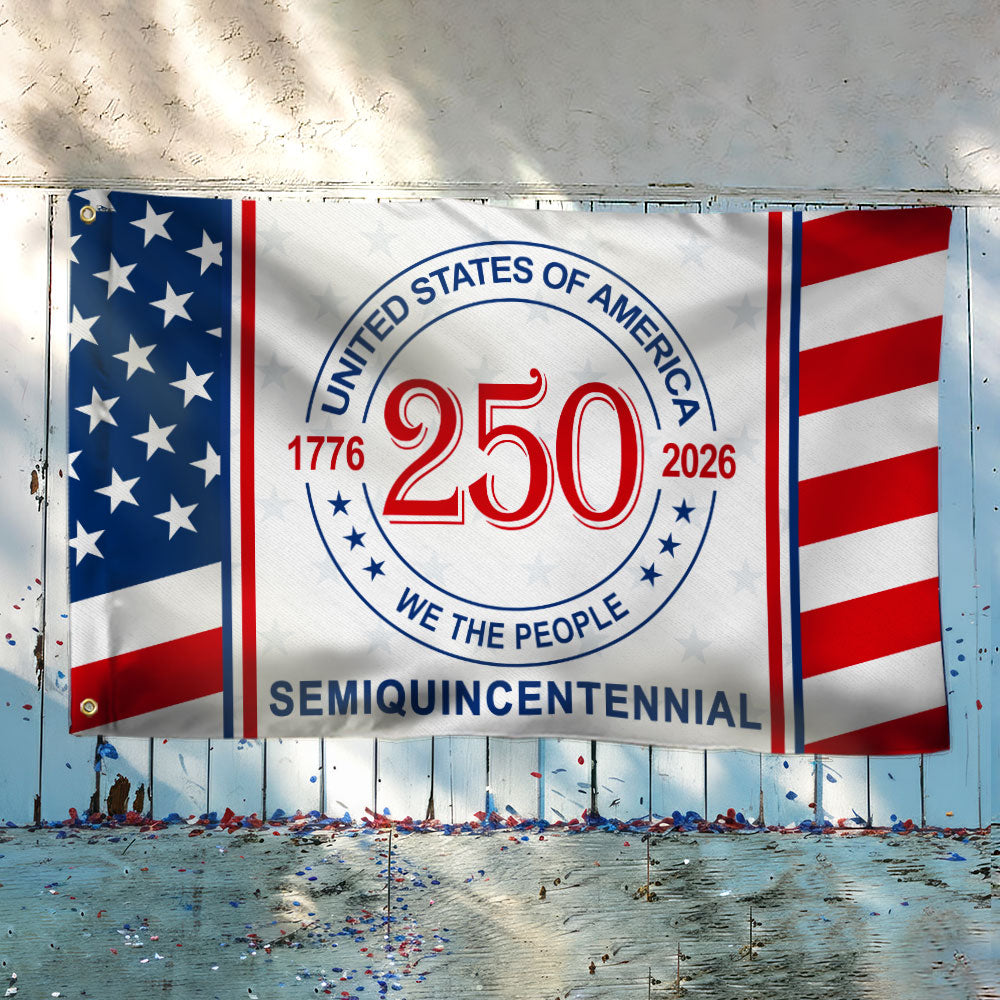 Patriotic 250 Years 1776 2026 American Flag, We The People United States Semiquincentennial Grommet Flag