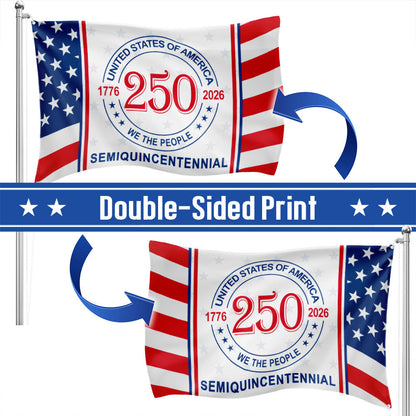 Patriotic 250 Years 1776 2026 American Flag, We The People United States Semiquincentennial Grommet Flag