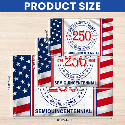 Patriotic 250 Years 1776 2026 American Flag, We The People United States Semiquincentennial Grommet Flag