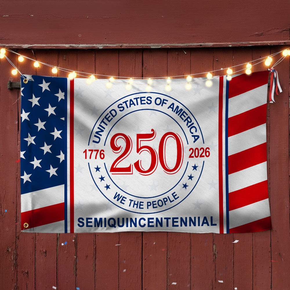 Patriotic 250 Years 1776 2026 American Flag, We The People United States Semiquincentennial Grommet Flag