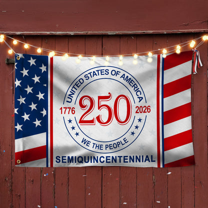 Patriotic 250 Years 1776 2026 American Flag, We The People United States Semiquincentennial Grommet Flag