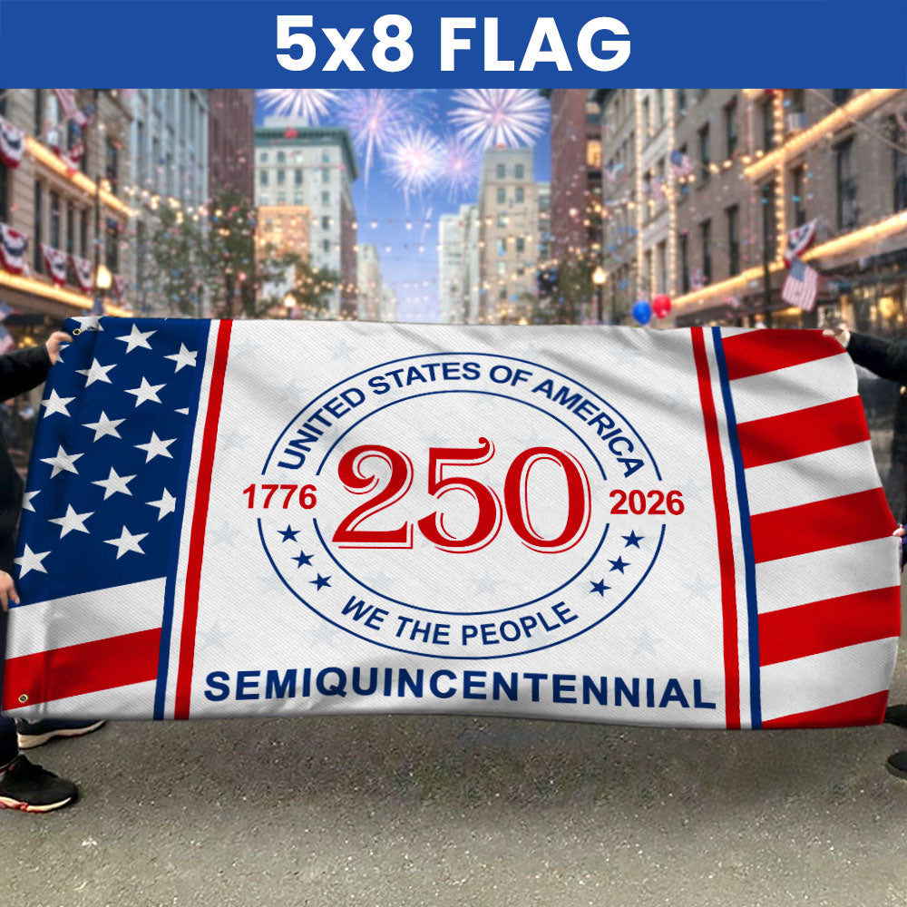 Patriotic 250 Years 1776 2026 American Flag, We The People United States Semiquincentennial Grommet Flag
