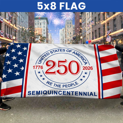 Patriotic 250 Years 1776 2026 American Flag, We The People United States Semiquincentennial Grommet Flag
